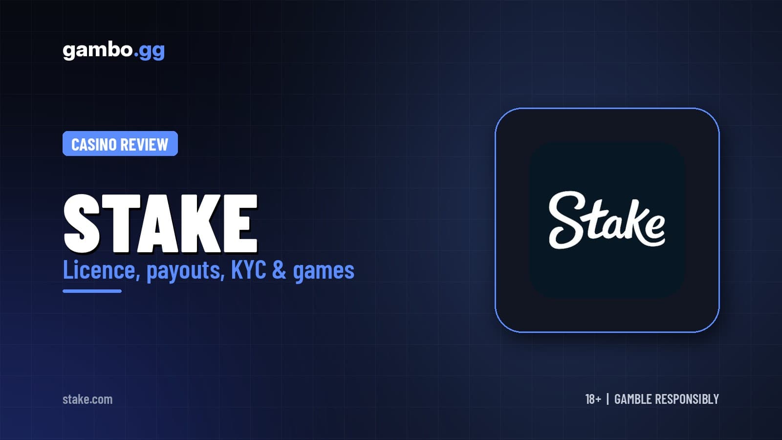 gambo.gg banner: Stake casino review, with the Stake logo
