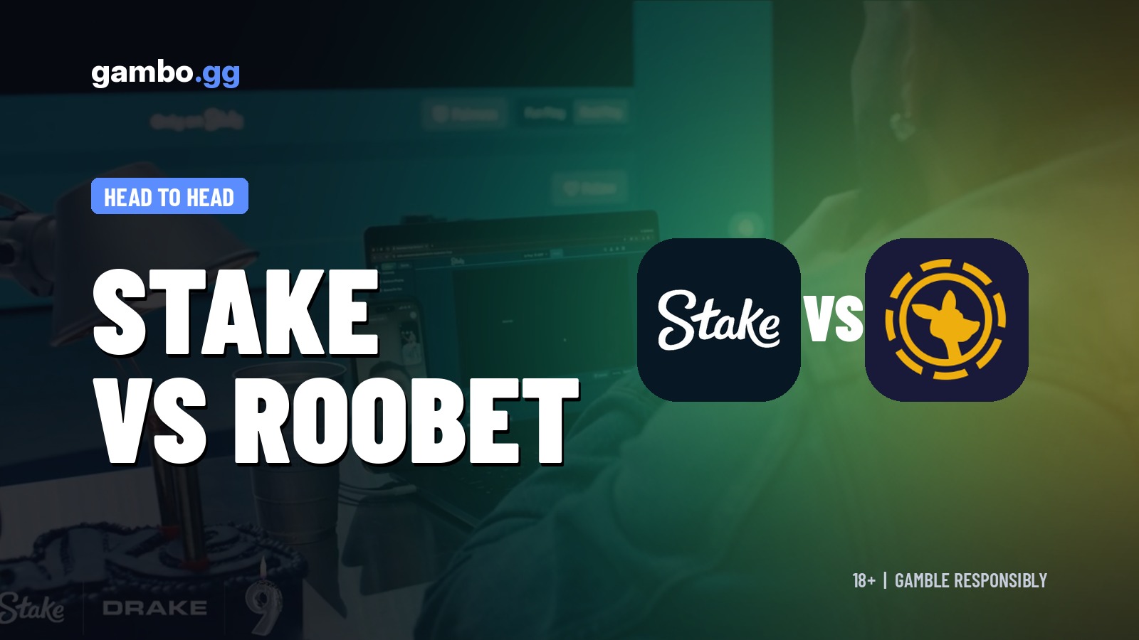 gambo.gg banner reading Stake vs Roobet with both brands' logos